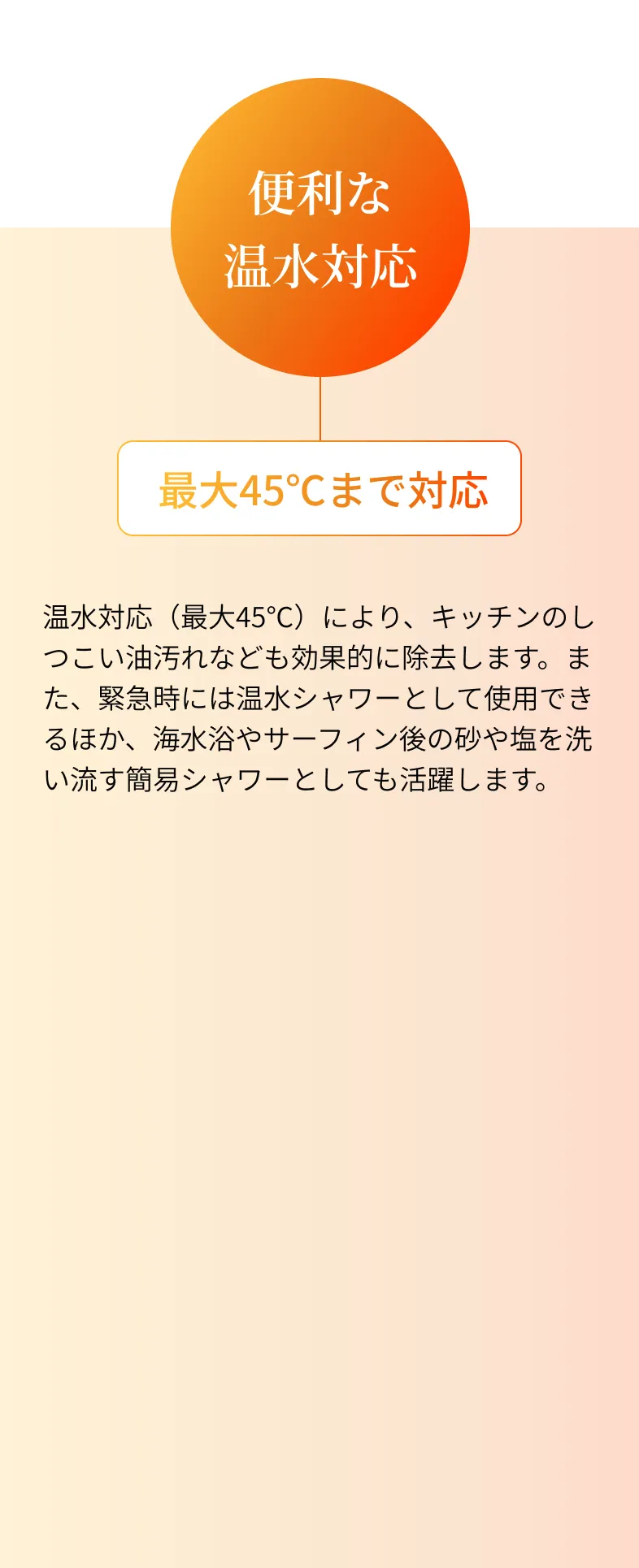 便利な温水対応